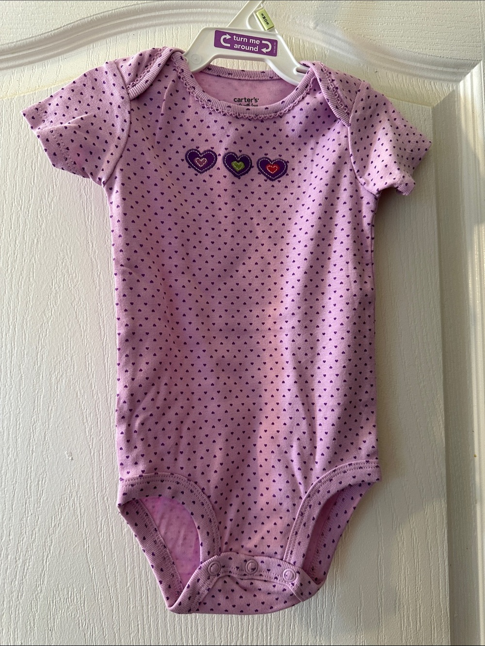 Carter's Lilac Heart-Print Short-Sleeve One-Piece